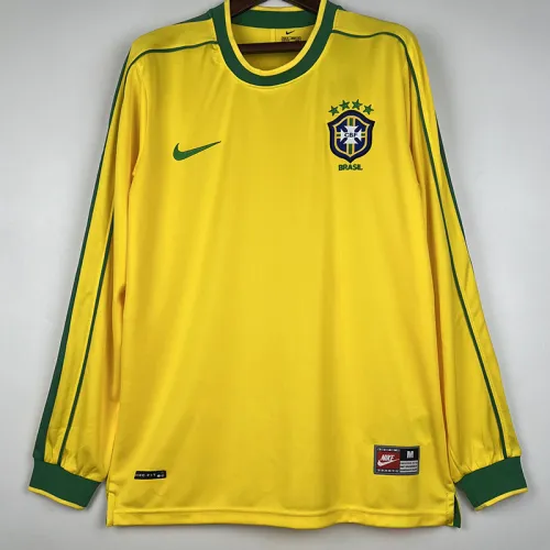 1998 Brazil Home Long Sleeve Retro Soccer Jersey