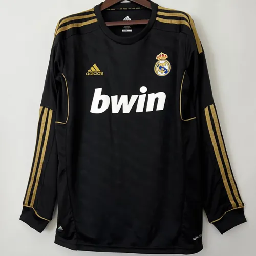 2011-2012 RMA Away Black Long Sleeve Retro Soccer Jersey
