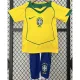 2004 Brazil Home Kids Retro Soccer Jersey