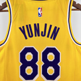 22-23 LAKERS YUNJIN #88 Yellow Top Quality Hot Pressing NBA Jersey(圆领)