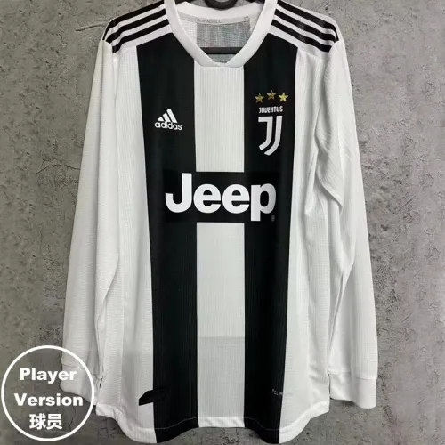 2018-2019 JUV Home Long Sleeve Retro Player Version Soccer Jersey