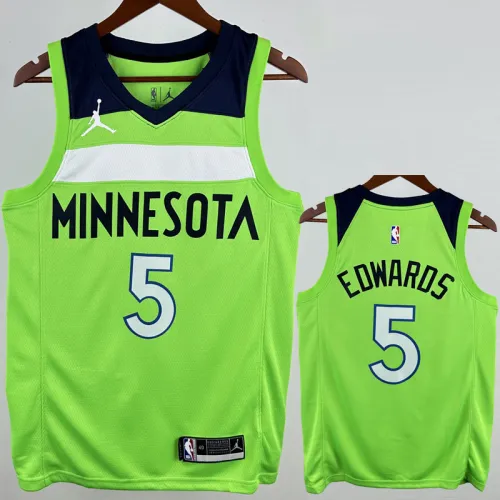 TIMBERWOLVES EDWARDS #5 Fluorescent green Top Quality Hot Pressing NBA Jersey