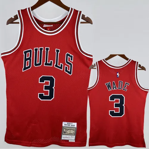 2016-2017 BULLS WADE #3 Red Retro Top Quality Hot Pressing NBA Jersey