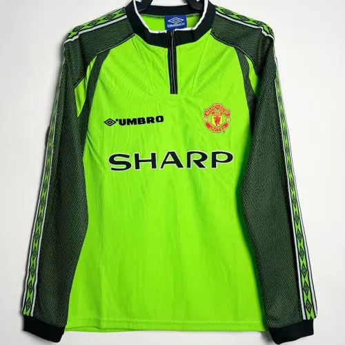 1998-1999 Man Utd Green Goalkeeper Long Sleeve Retro Soccer Jersey