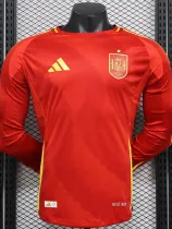 24-25 Spain Home Long Sleeve Player Version Soccer Jersey (长袖球员)