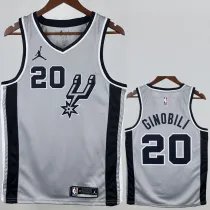 20-21 SA Spurs GINOBILI #20 Grey Top Quality Hot Pressing NBA Jersey (Trapeze Edition) 飞人版