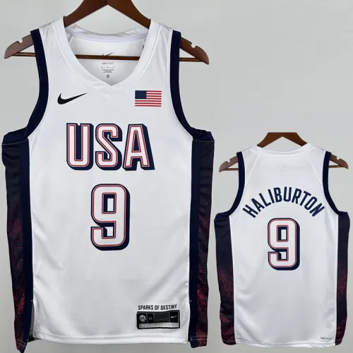 2024 Olympic Game USA HALIBURTON # 9 White Basketball Jersey