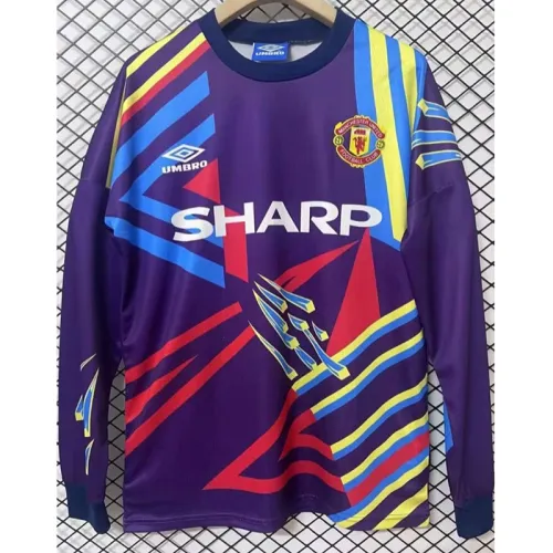 1992-1993 Man Utd Purple Goalkeeper Long Sleeve Retro Soccer Jersey