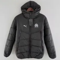 24-25 Marseille Black Hooded Cotton Coat #棉衣