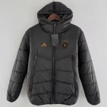 24-25 Germany Black Hooded Cotton Coat #棕标棉衣