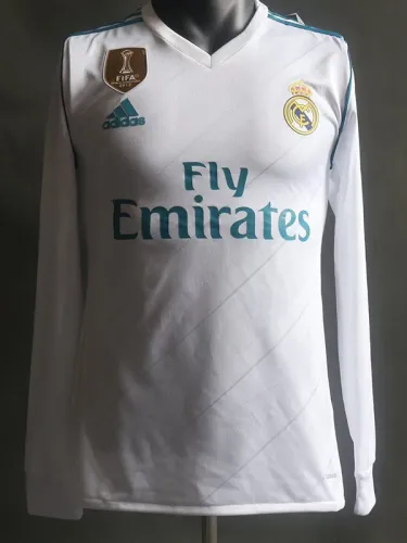 2017-2018 RMA Home Player Version Long Sleeve Retro Soccer Jersey