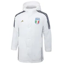 24-25 Italy White Hooded Windbreaker Fabric Cotton Coat #G222