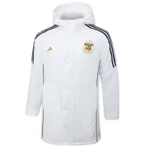 24-25 Argentina White Hooded Windbreaker Fabric Cotton Coat #G183(金标)