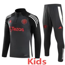 24-25 Man Utd Dark gray Kids Half Pull Tracksuit (童装)(半拉链)