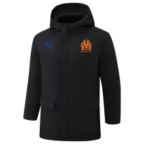 24-25 Marseille Black Hooded Windbreaker Fabric Cotton Coat #G248(橙标)