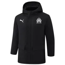 24-25 Marseille Black Hooded Windbreaker Fabric Cotton Coat #G249(白标)