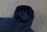 24-25 Man City Royal Blue Hooded Windbreaker Fabric Cotton Coat #G238(白绿标)