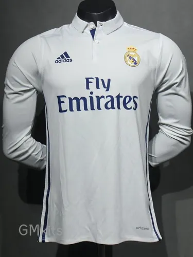 2016-2017 RMA Home Player Version Long Sleeve Retro Soccer Jersey