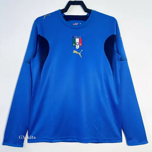 2006 Italy Home Long Sleeve Retro Soccer Jersey