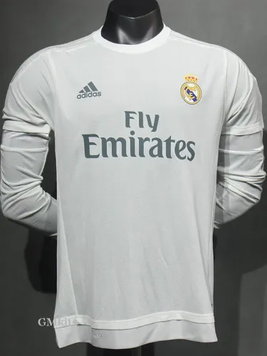 2015-2016 RMA Home Player Version Long Sleeve Retro Soccer Jersey