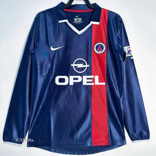 2001-2002 PSG Paris Home Long Sleeve Retro Soccer Jersey
