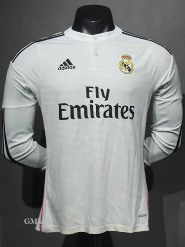 2014-2015 RMA Home Player Version Long Sleeve Retro Soccer Jersey