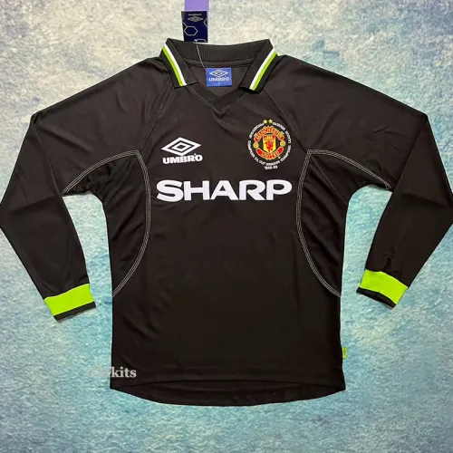 1998 Man Utd Away Long Sleeve Retro Soccer Jersey