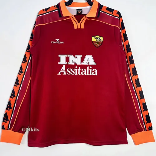 1998-1999 Roma Home Long Sleeve Retro Soccer Jersey