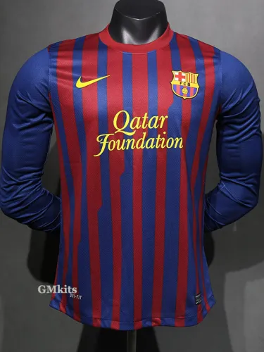 2011-2012 BAR Home Player Version Long Sleeve Retro Soccer Jersey