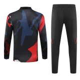 24-25 Man Utd Blue red Kids Half Pull Tracksuit (童装)(半拉链)