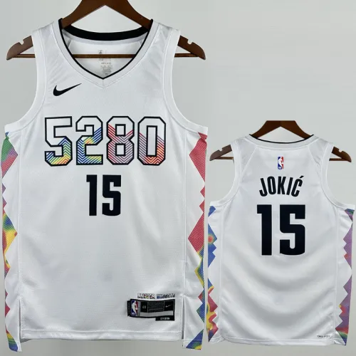 24-25 Nuggets JOKIC #15 White City Edition Top Quality Hot Pressing NBA Jersey