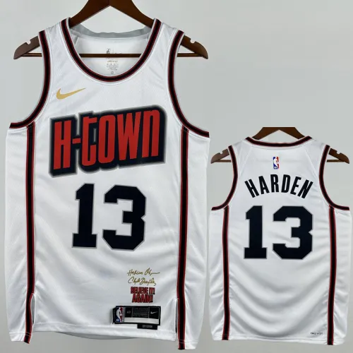 24-25 ROCKETS HARDEN #13 White City Edition Top Quality Hot Pressing NBA Jersey