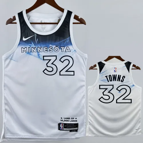 24-25 Timberwolves TOWNS #32 White City Edition Top Quality Hot Pressing NBA Jersey