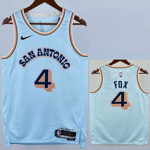 24-25 SA Spurs FOX #4 Light blue City Edition Top Quality Hot Pressing NBA Jersey