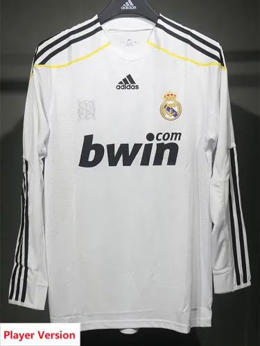 2009-2010 RMA Home Player Version Long Sleeve Retro Soccer Jersey