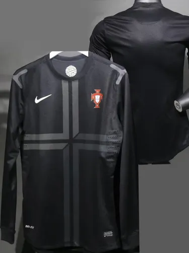 2013 Portugal Away Player Version Long Sleeve Retro Soccer Jersey