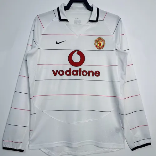 2003-2005 Man Utd Away Long Sleeve Retro Soccer Jersey
