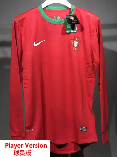 2012 Portugal Home Player Version Long Sleeve Retro Soccer Jersey