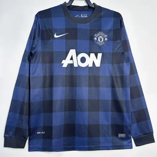 2013-2014 Man Utd Away Long Sleeve Retro Soccer Jersey