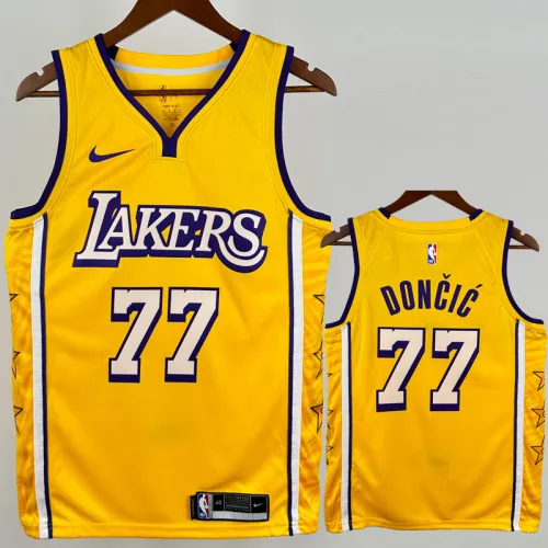 Lakers DONCIC #77 Yellow Top Quality Hot Pressing NBA Jersey