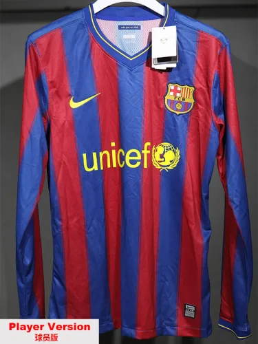 2009-2010 BAR Home Player Version Long Sleeve Retro Soccer Jersey