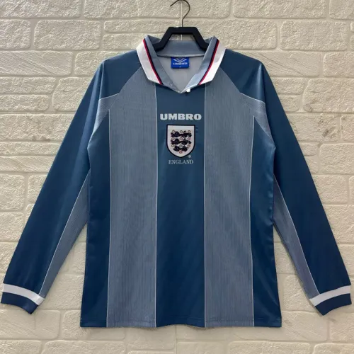 1996 England Away Retro Long Sleeve Soccer Jersey