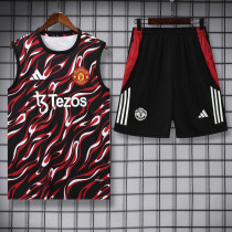 25-26 Man Utd Black red Tank top and shorts suit