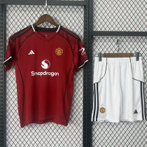 25-26 Man Utd Home Kids Soccer Jersey