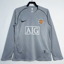 2007-2008 Man Utd Grey Goalkeeper Long Sleeve Retro Soccer Jersey (长袖)