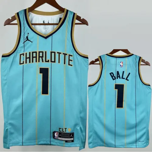 24-25 Hornets BALL #1 Blue City Edition Top Quality Hot Pressing NBA Jersey