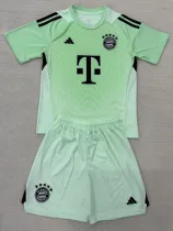 25-26 Bayern Green Goalkeeper Kids Soccer Jersey