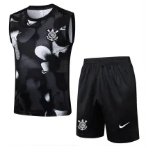25-26 Corinthians Black Tank top and shorts suit #D2523