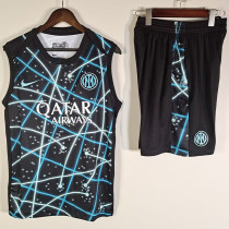 25-26 INT Black blue Tank top and shorts suit (背心套装)