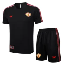 25-26 Man Utd Black Training Short Suit #D2535